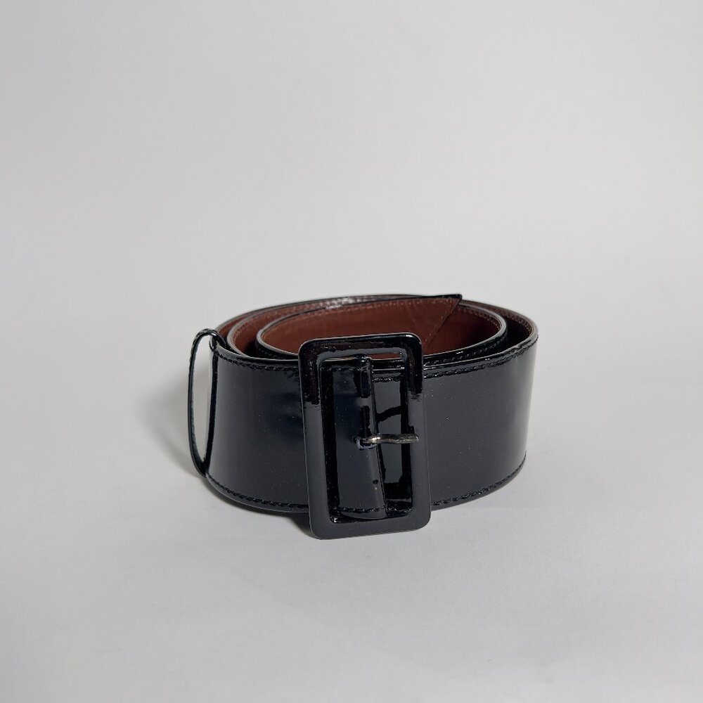 Jean Paul Gaultier Black Patent Leather Wide Waist Belt